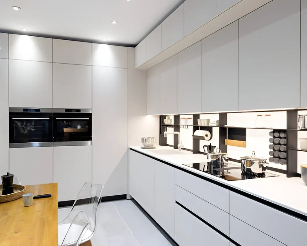 Custom kitchen cabinets in Dubai with bespoke cabinetry built for practical storage and clean finishing.