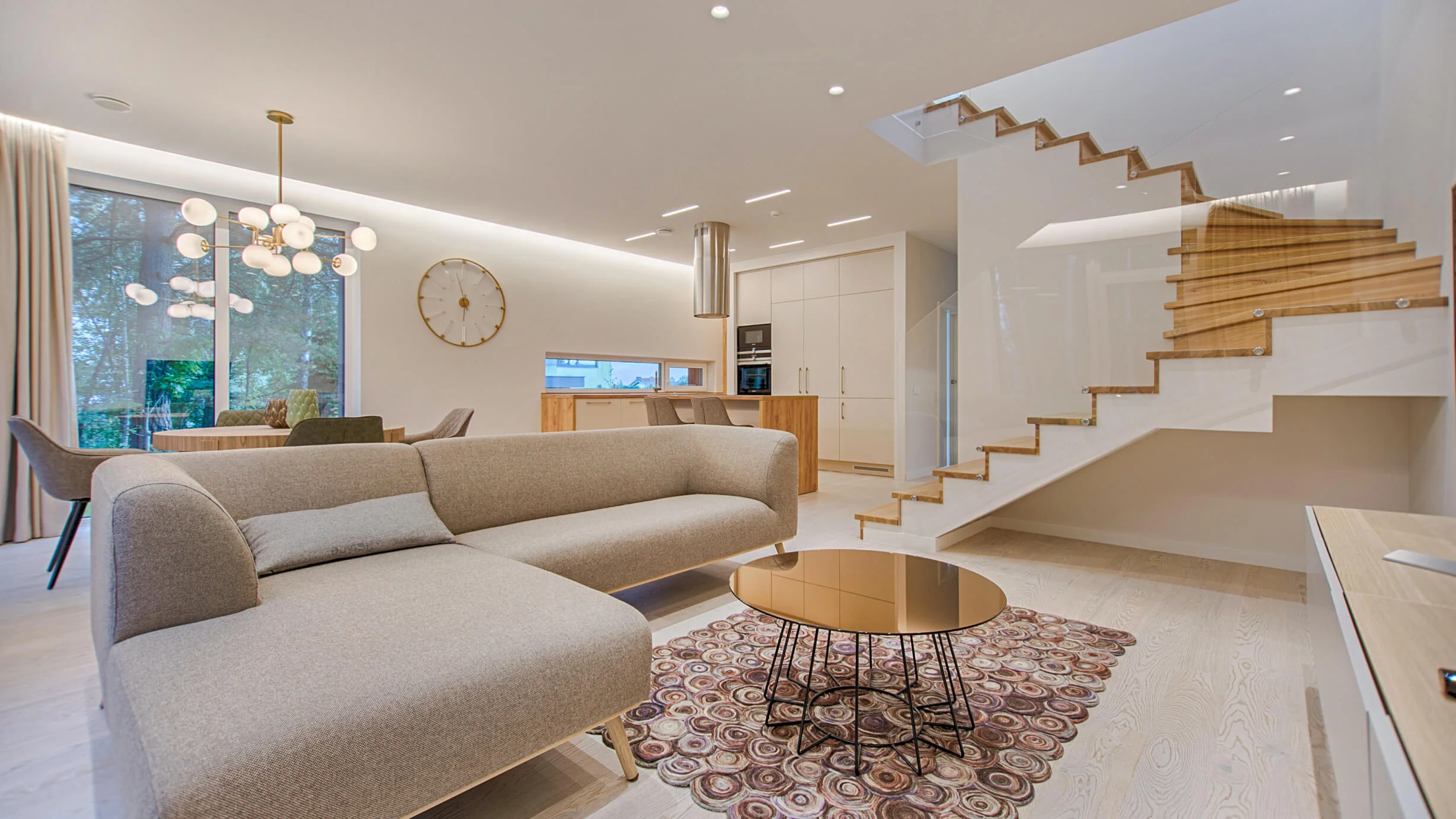 Villa living room renovation in Dubai featuring modern interior design, custom furniture and open-plan layout