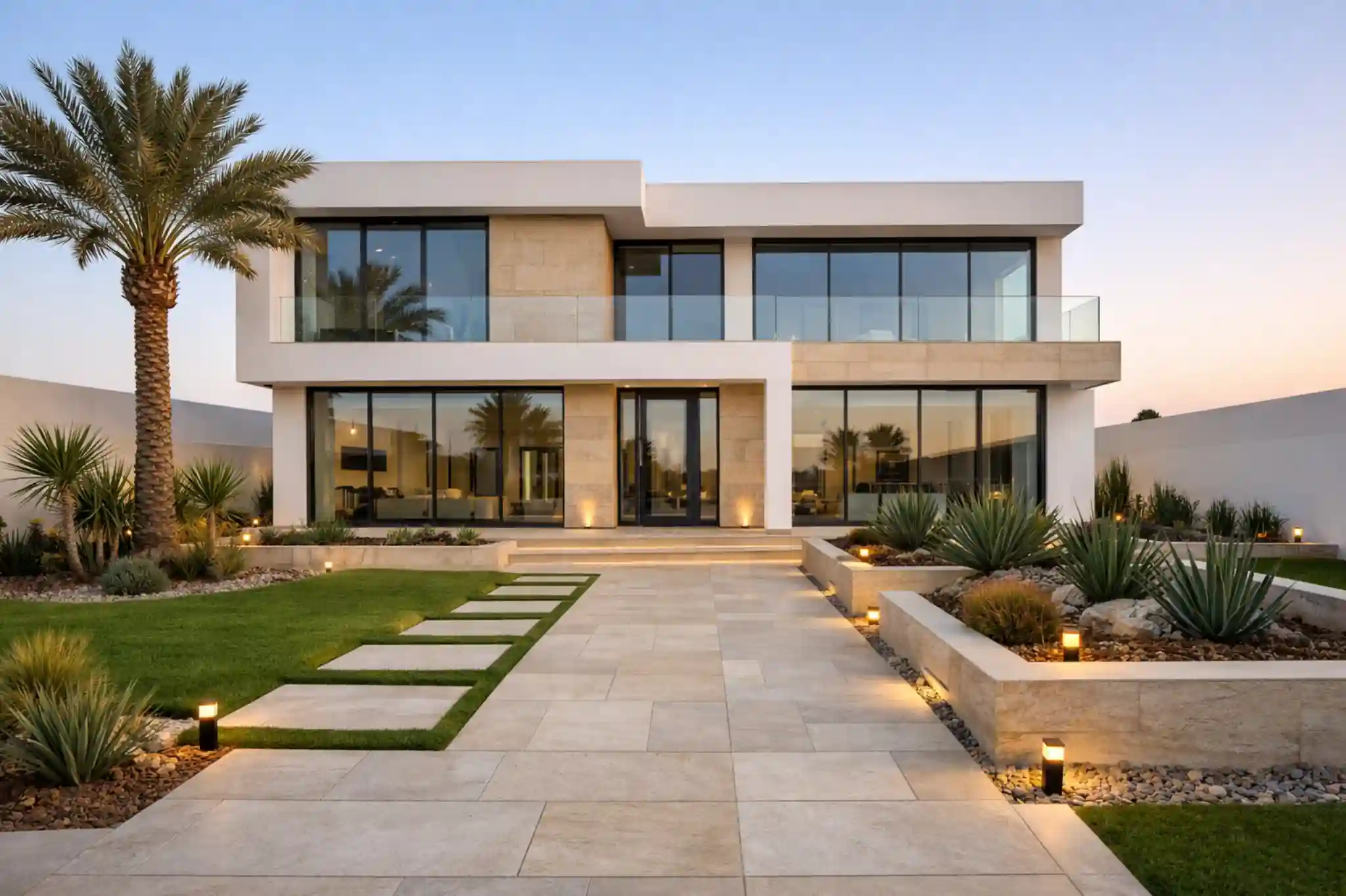 hb interiors landscape construction dubai modern villa front yard