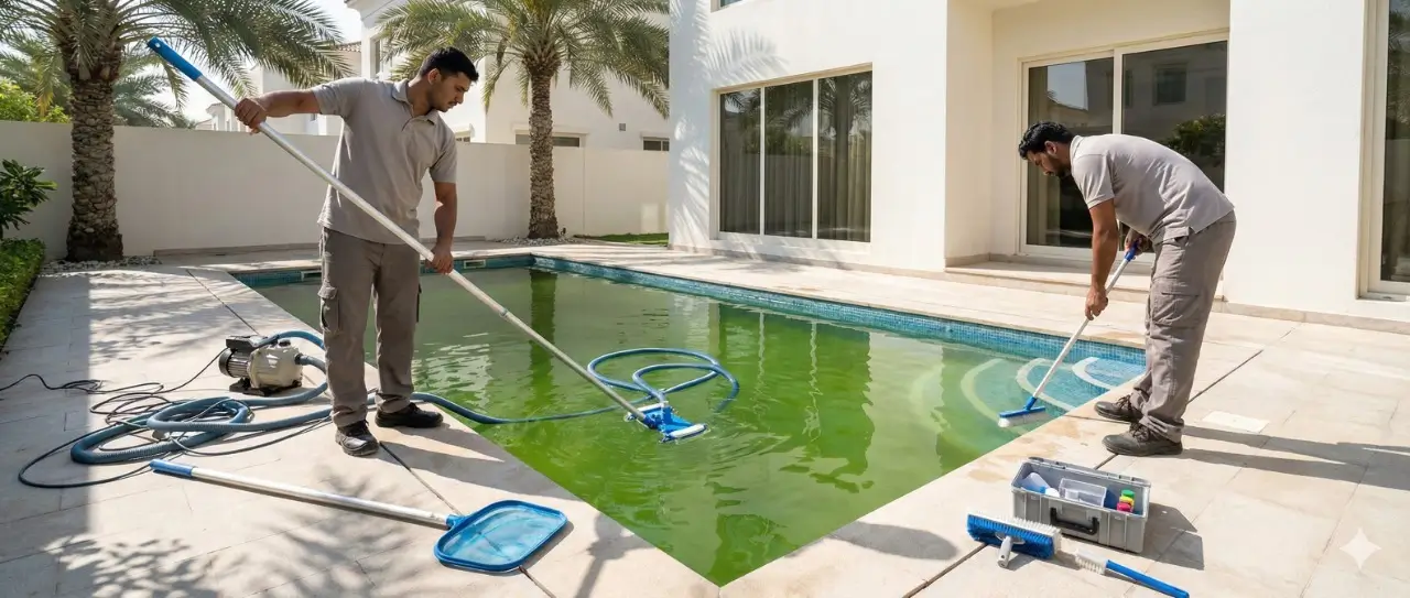 home base interiors green pool cleaning dubai urgent cleanup